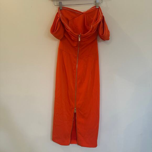 House of CB Orange Off-Shoulder Midi Dress - Picture 6 of 9